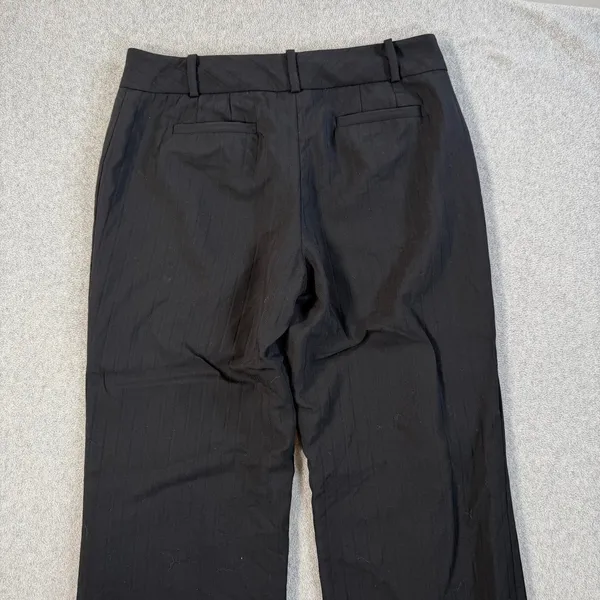 Ann Taylor Petites 4P Black Pinstripe Wide Leg Cuffed Dress Pants Virgin Wool - Image 9