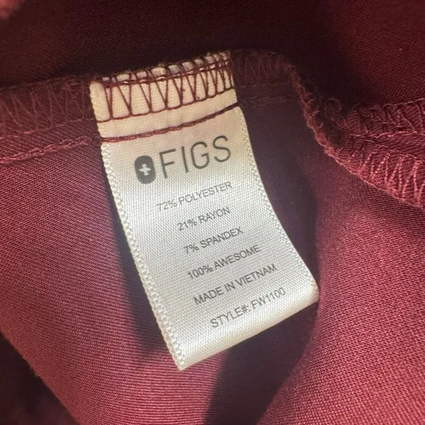 FIGS Casma Three-Pocket Scrub Top Women's Burgundy Maroon XXS - Image 6