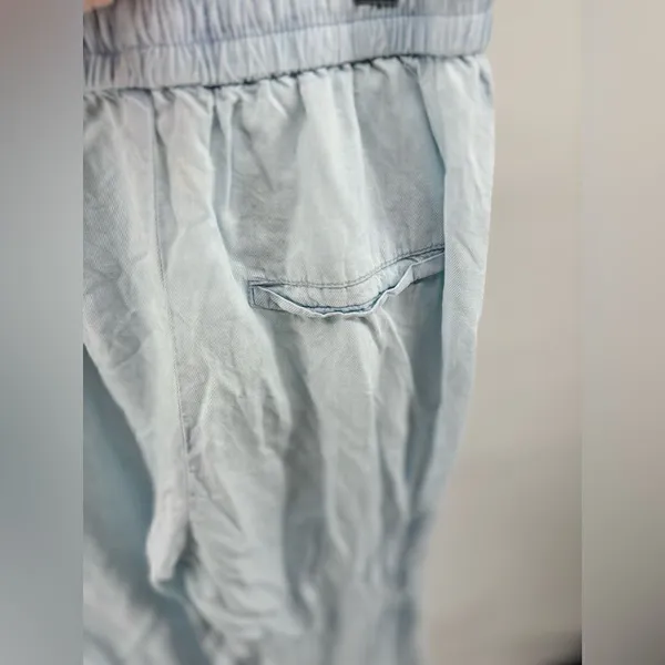 Zara Lyocell Wide Leg Drawstring Pull On Pants Size S Light Blue - Image 5