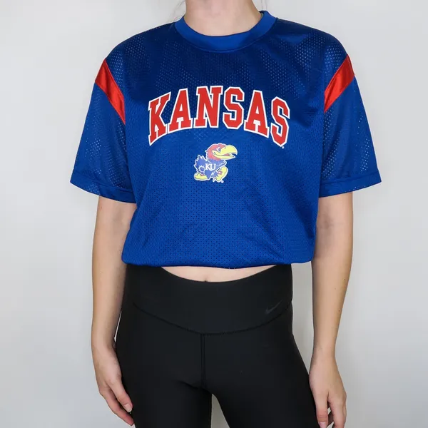 KU Jayhawks Football Jersey Crop Top - Image 2