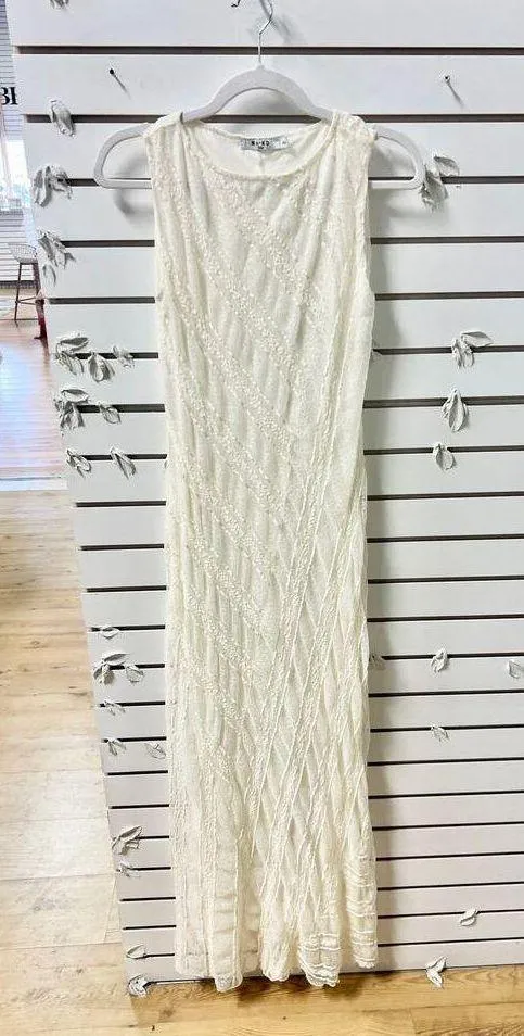 NA-KD Sleeveless Lace Seam Detail Bodycon Maxi Dress Off White Women's Size XXS - Image 3