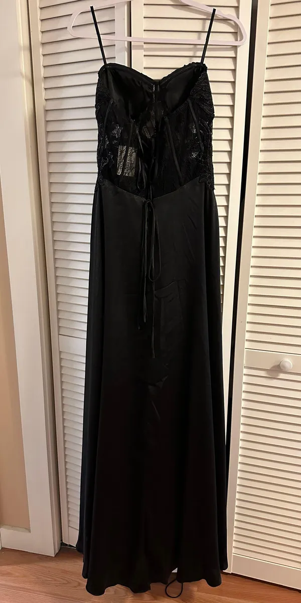 David’s Bridal Strapless Black Prom Dress - Image 3