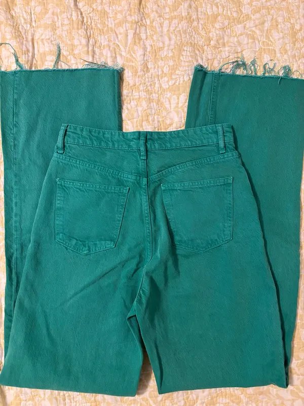 ZARA Green High-Rise Wide-Leg Jeans - Image 5
