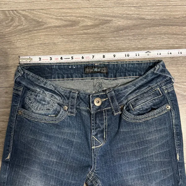 Royal Blue Womens Jeans 26x31 Low Rise Bootcut‎ Medium Wash Y2K Contrast Stitch - Image 5