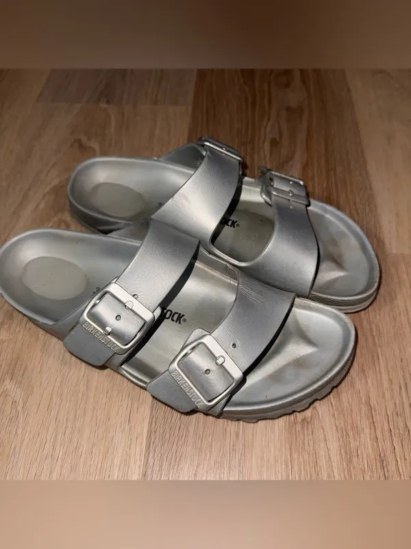 Birkenstock Arizona EVA Sandals in Metallic Silver - Size 39 (8-8.5) - Image 2