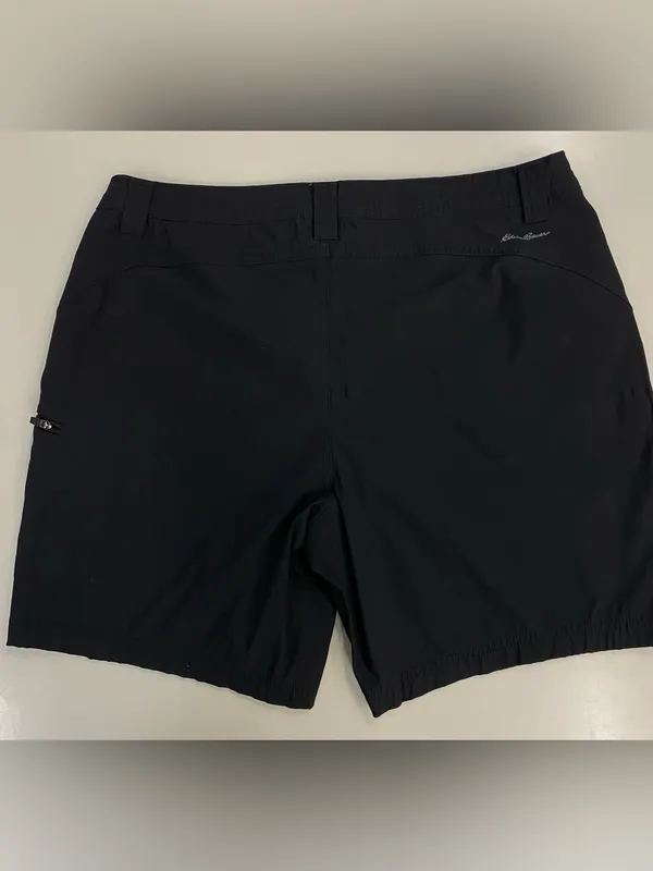 Eddie Bauer Women’s Black Hiking Trail Shorts 10 Nylon Zip Pocket Outdoor - Image 3