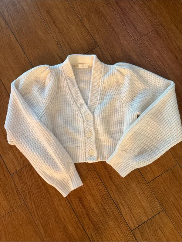 LoveShackFancy Avignon Crop Cashmere Blend Cardigan - Image 3