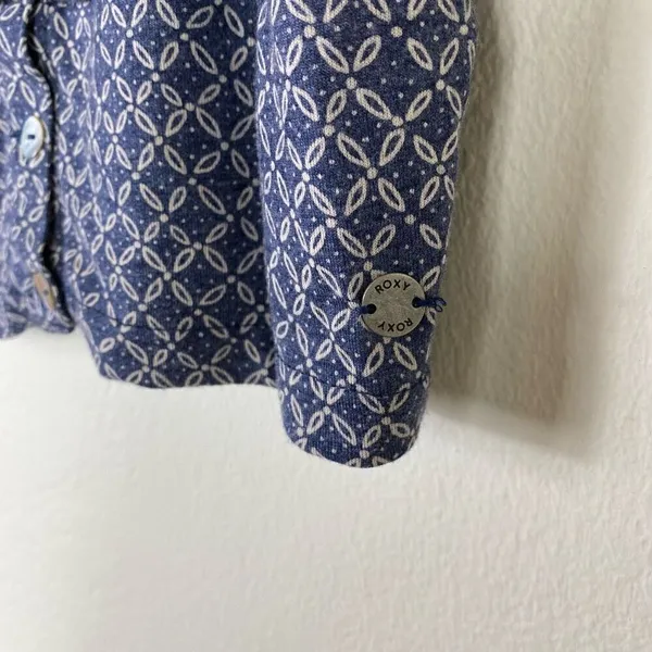 Roxy Navy Blue & White Pattern Popover Button Front Layered Tank Top Blouse XS - Image 4