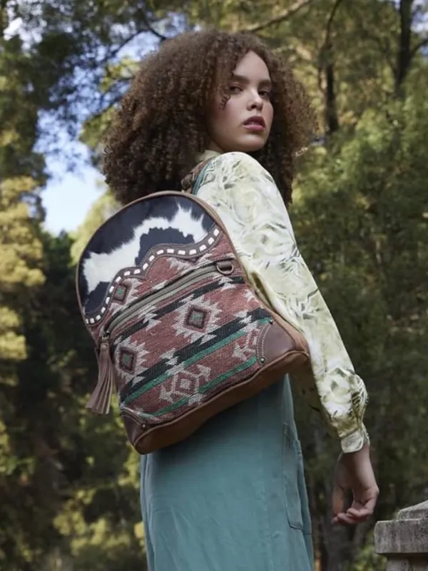 Myra Bag Cow hide Southwest Avery Backpack Bag cabincore rustic country - Image 3