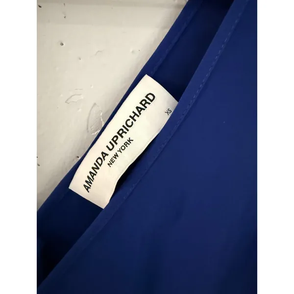 Amanda Uprichard Dress Womens XS Blue Sleeveless V Neck Handkerchief Hem Dress - Image 2