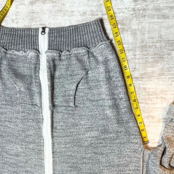 Free People In Bloom Women’s Small Oversized Gray Knit Zip Sweatshirt Hoodie - Image 3