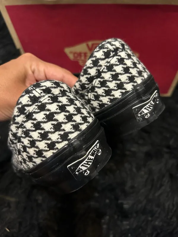 LX Classic Slip-On 98 black and white houndstooth pattern shoes sneakers sz7 new - Image 5
