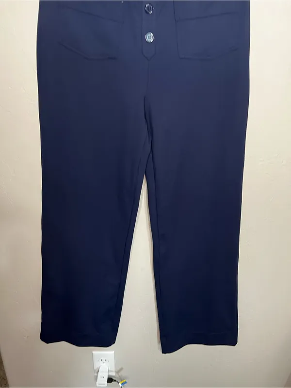 Halara NWT DayStretch High Waisted Navy Blue Pockets Straight Leg Athletic Pants - Image 4