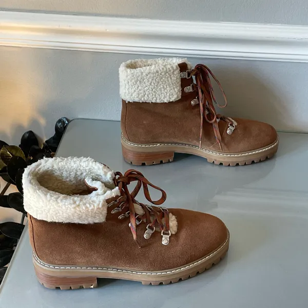 The Fix Mika Brown Suede Shearling Hiking Boots 7.5 - Image 4