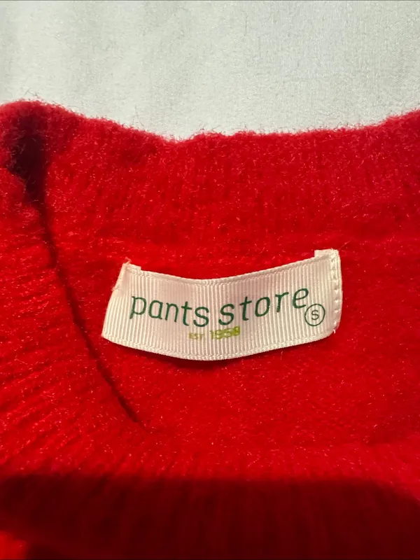 Red Fuzzy Crewneck Sweater with Ribbed Trim - Image 3