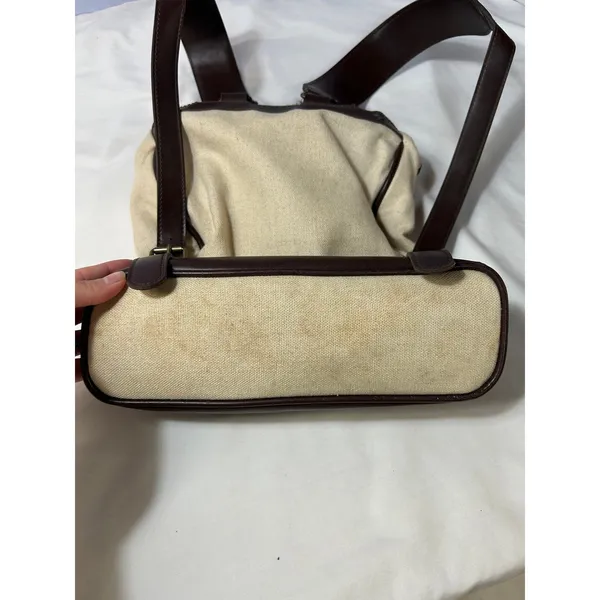 GAP Canvas Leather Trim Drawstring Backpack Brown‎ Rucksack Minimalist - Image 5