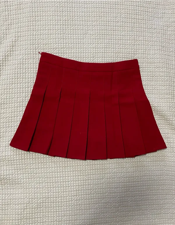 Red Pleated Skort Size L - Image 2