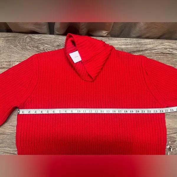 Lovers + Friends‎ Revolve Union Red Chunky Knit Cropped Mockneck Sweater size L - Image 9