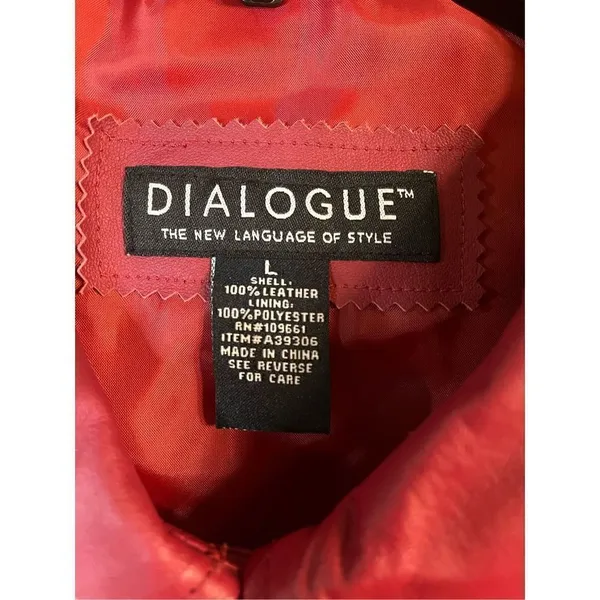 Dialogue Dark Red Leather Long Sleeve Jacket Size Large (2896) - Image 4
