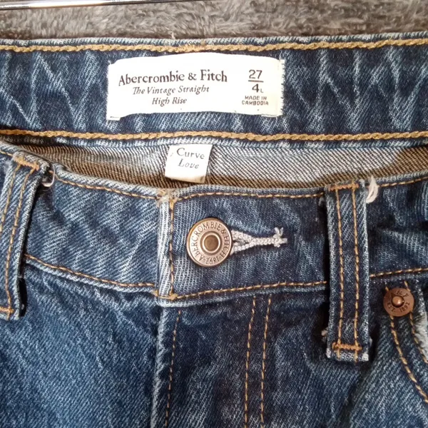 Abercrombie & Fitch Blue Straight Leg Jeans The Vintage High Rise Curve Love 27 - Image 2
