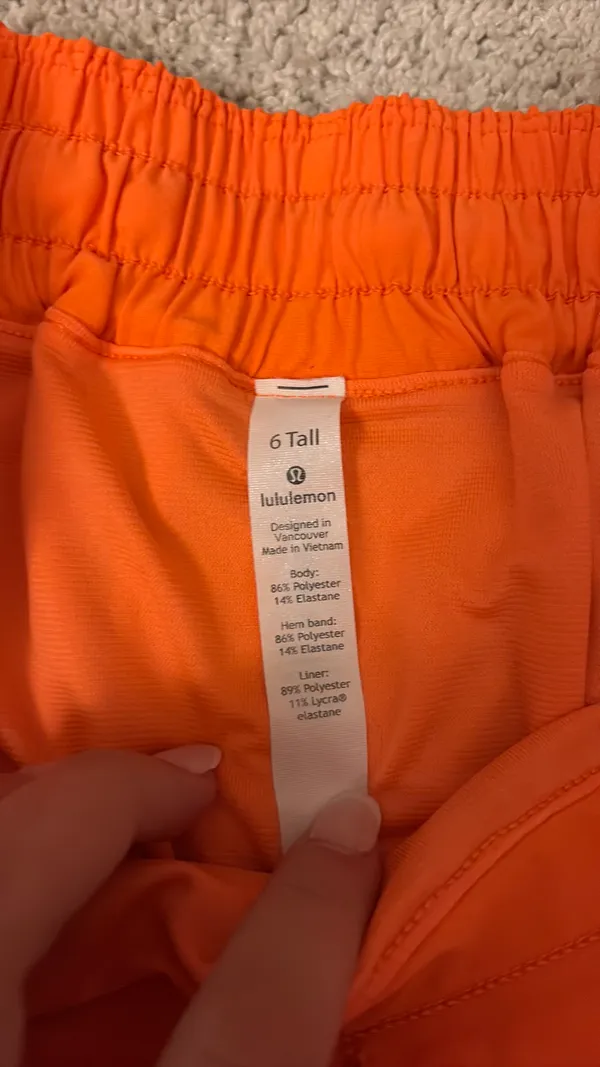 Lululemon Hotty Hot Neon Orange Shorts 4" - Image 2