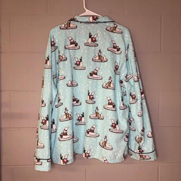 PJ Salvage Polar Bear Flannel Pajama Set Women’s Size XL Polar Bears & Penguins - Image 4