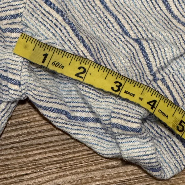 Per Se Linen Blend White and Blue Cargo Shorts Relaxed Fit Size Medium - Image 11