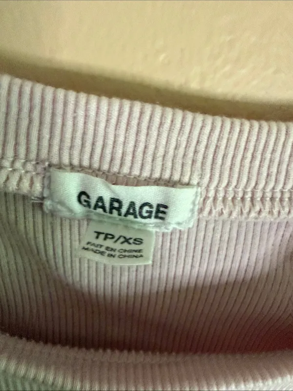 Garage Pink Ribbed Crewneck Crop Top - Image 2