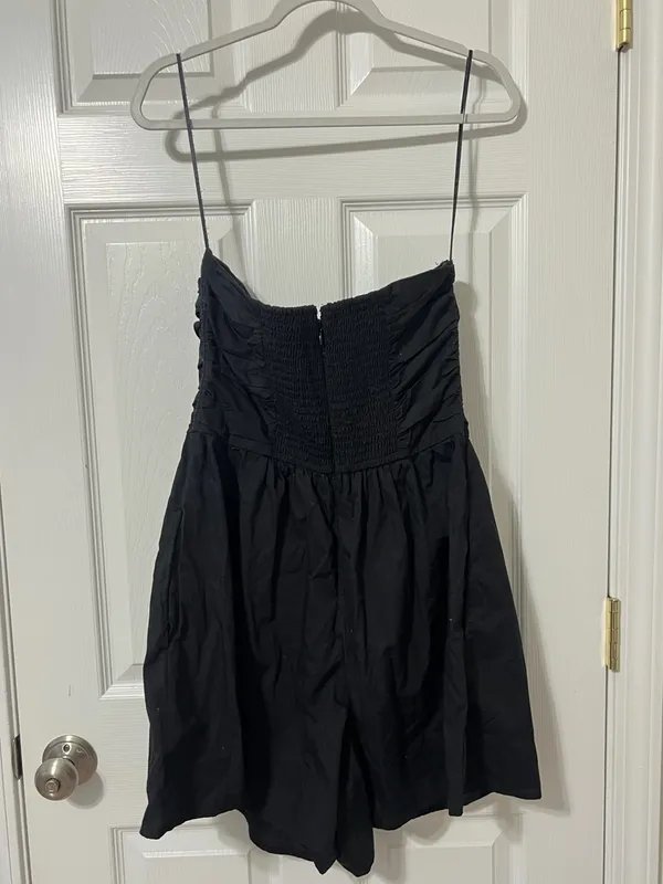 Abercrombie & Fitch Emerson Ruched Strapless Romper Size Large Black - Image 5