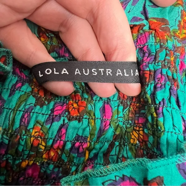 Lola Australia floral boho printed maxi skirt button front‎ sz M - Image 6