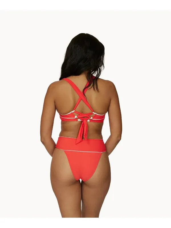 PQ Swim Banded High Waist Bottom and Gabby Top Bikini Set Passion Womens Size La - Image 4