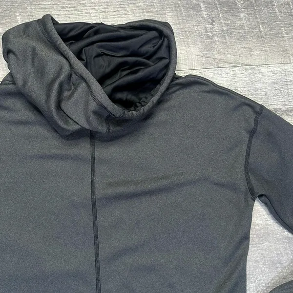 The North Face Funnel Neck Grey Sweatshirt Womens L Hooded Neon Green Stitching - Image 6