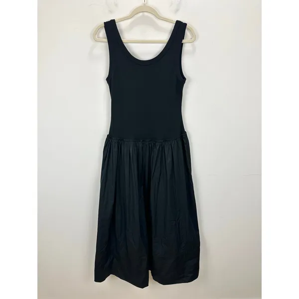 Madewell Mixed Poplin Scoopneck Maxi Dress Cotton A Line Minimalist Black M NWT - Image 14
