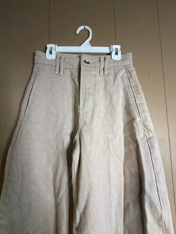 Zara Wide-Leg High-Rise Beige Denim Pants - Image 2