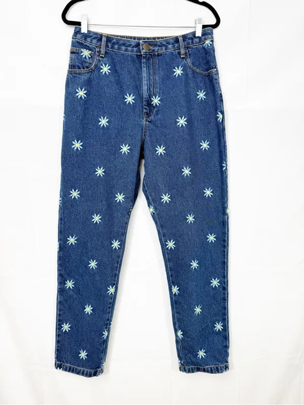 Lucy & Yak Dana Jeans Daisy Mae Embroidery Organic Cotton High Rise 80s Mom - Image 3