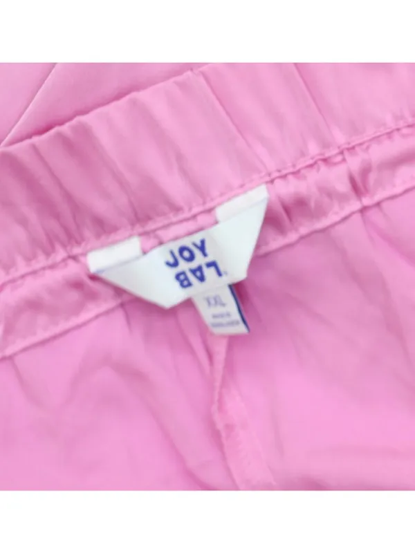 NWT Joylab Elastic Waist Satin Tear Away Track Drawstring Pants Neon Pink 2XL - Image 4