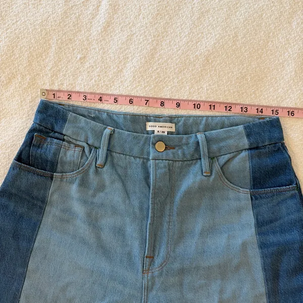 Good American Good Boy Two-Tone Step Hem High Waist Boyfriend Jeans 8/29 - Image 8