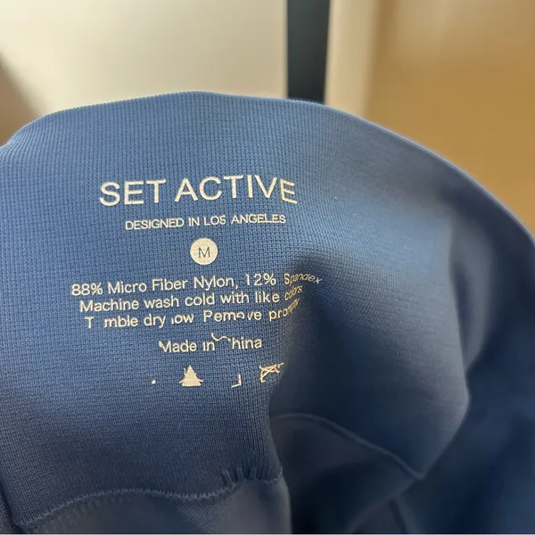 SET Active Sculptflex High Rise‎ Seamless Leggings Crop Gym Yoga Blue Size M - Image 7