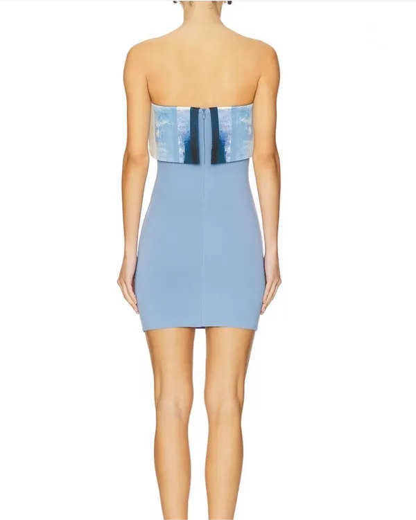 Alexis Mini Dress Blue strapless - Image 2