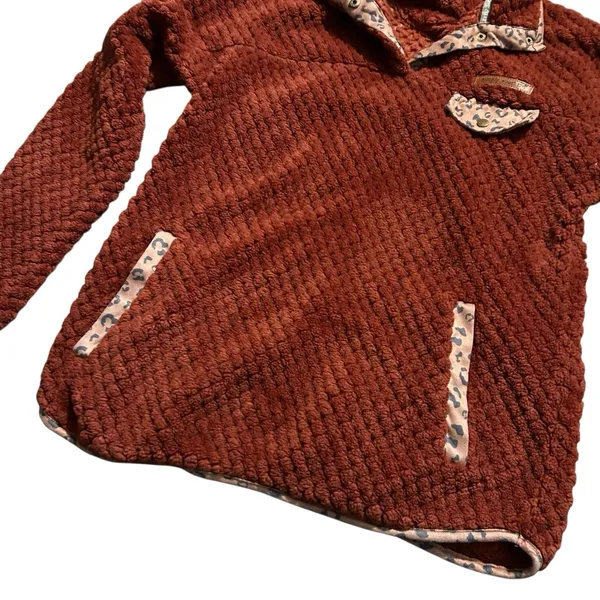 Simply Southern Size Small Simply Soft Auburn Leopard Pullover - Image 4