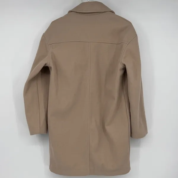 Topshop Womens Camel Tan‎ Double Breasted Overcoat Peacoat Size US 4 - Image 2