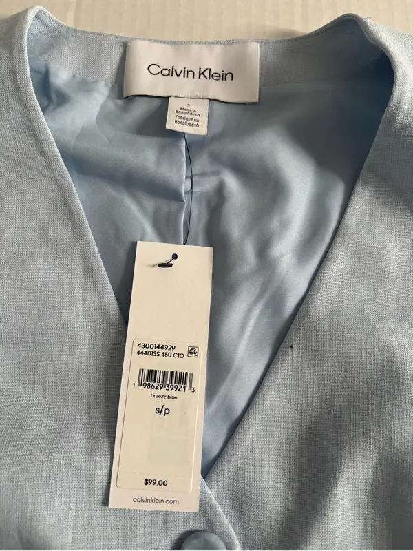 New Calvin Klein Linen Blend Button Front Vest-S - Image 5