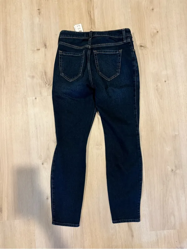 Abercrombie & Fitch Dark Blue Skinny Jeans with Knee Distress - Image 2