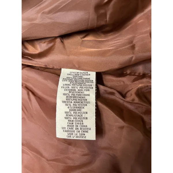 SEBBY Collection Faux Leather Short Crop Puffer Jacket In Toffee Size L. - Image 6