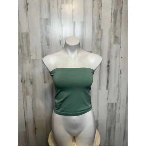 Moa Moa Green Strapless Tube Top Women’s Medium Stretch Bandeau Top - Image 3