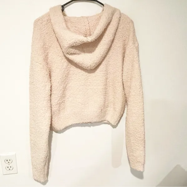 Kim Kardashian SKIMS Size Small/Medium Cream Cozy Knit Zip Up Hoodie - Image 4