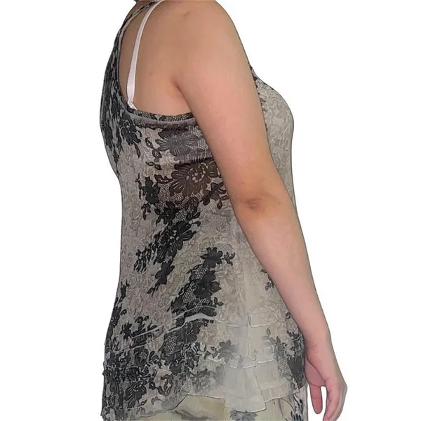 Y2K Green floral tank top. Size L - Image 3