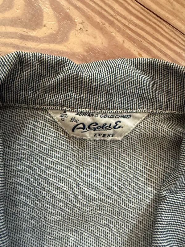 Agolde vintage-style blue hickory stripe jacket size S - stain on sleeve in pic - Image 3
