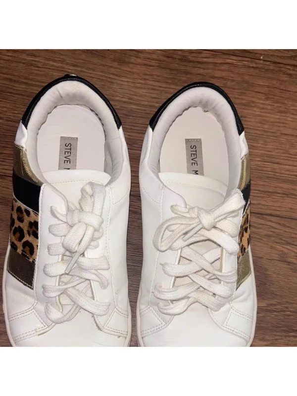 Steve Madden Fone White and Leopard Print Women's Sneakers Casual Everyday FLAWS - Image 5