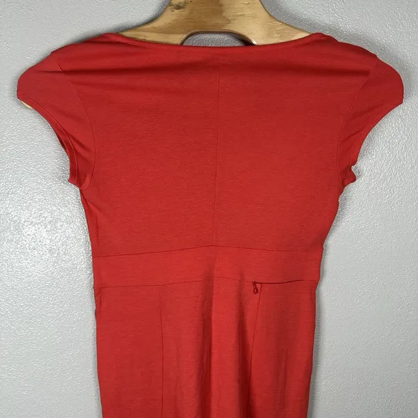 Toad & Co‎ Flexcel Cap Sleeve Dress Womens Large Coral Orange Pockets Tencel - Image 5